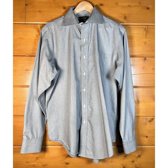 Lauren Ralph Lauren Other - LAUREN RALPH LAUREN Sz 16 34/35 Mens Large Blue White Button Shirt Classic Fit